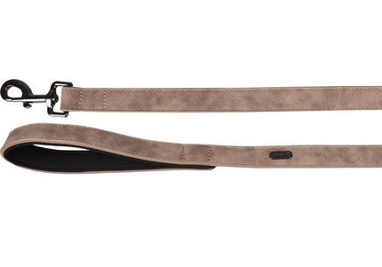 Flamingo Delu Taupe Gray Dog Leash – Eco-Leather, Padded Handle, 100cm x 25mm, Durable Design