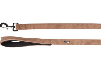 Flamingo Delu Brown Leash – Eco-Leather Dog Lead with Padded Handle, 100cm x 15mm