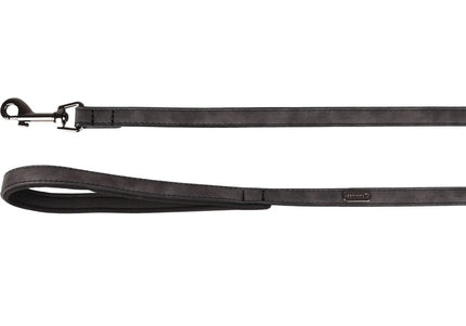 Flamingo Delu Black Eco-Leather Leash – Padded Handle, 130cm x 25mm, Durable Design