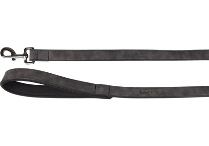 Flamingo Delu Black Leash – Eco-Leather Dog Lead with Padded Handle, 100cm x 20mm