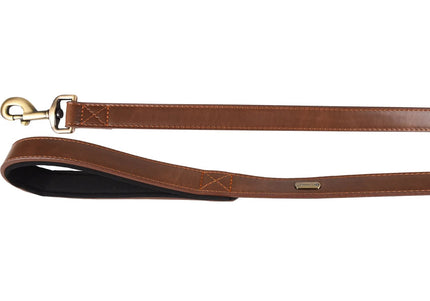 Flamingo Lyabo Brown Dog Leash – Eco-Leather, Padded Handle, 100cm x 15mm, Durable Design