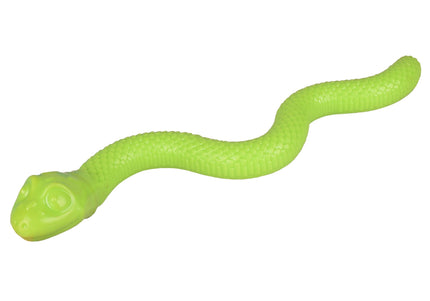 Flamingo Sneaky Snake Dog Toy – 42cm Rubber Treat Dispenser with Squeaker, Lime Green