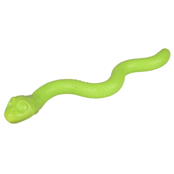 Flamingo Sneaky Snake Dog Toy – 42cm Rubber Treat Dispenser with Squeaker, Lime Green