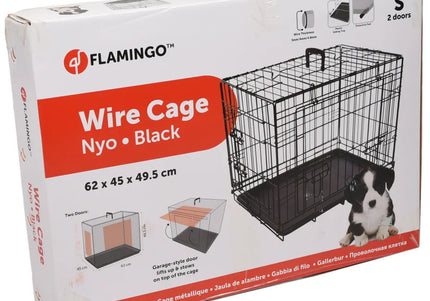 Flamingo Nyo Black Metal Dog Cage – Lift-Up Door, Small Size 45x62x49.5cm