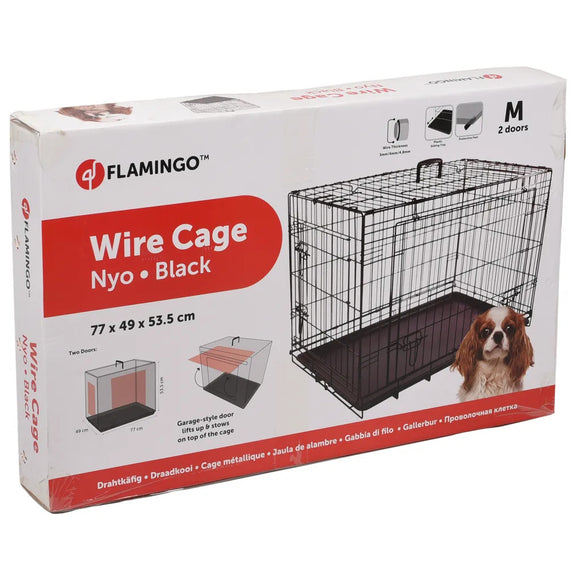Flamingo Nyo Black Metal Dog Cage – Medium Size, Lift-Up Door, Sturdy Construction