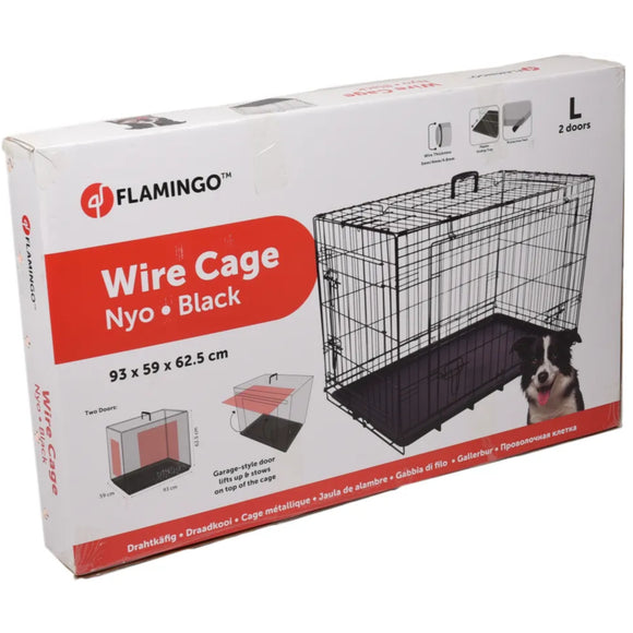 Flamingo Nyo Black Metal Dog Cage – Lift-Up Door, Large 59x93x62.5cm, Durable Design