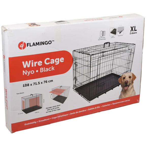 Flamingo Nyo Black Metal Dog Cage – XL Size, Lift-Up Door, Sturdy Construction