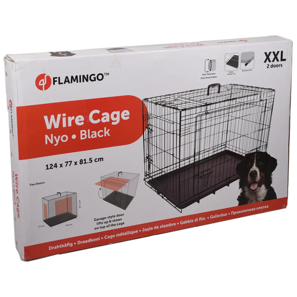 Flamingo Nyo Black Metal Dog Cage – XXL 77x124x81.5cm, Lift-Up Door Design