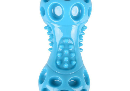 Flamingo Squeak Dumbbell Blue 14cm – Durable Chew Toy with Protrusions and Squeaker