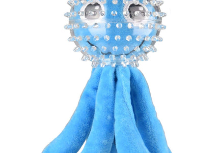 Flamingo Squid Blue Plush Octopus Dog Toy – 18cm, Chewable with Squeaker