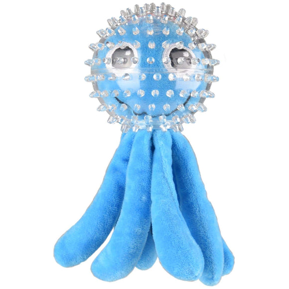 Flamingo Squid Blue Plush Octopus Dog Toy – 18cm, Chewable with Squeaker