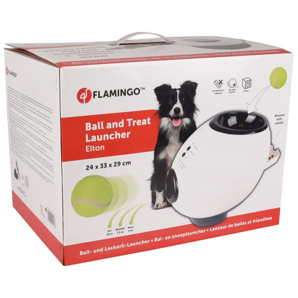 Flamingo Elton Ball and Treat Launcher – Automatic Interactive Play Device, Durable Design