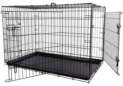 Flamingo Mezo Black Metal Dog Cage XXL – Sturdy Spacious Crate with Secure Double Doors