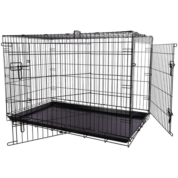 Flamingo Mezo Black Metal Dog Cage XXL – Sturdy Spacious Crate with Secure Double Doors