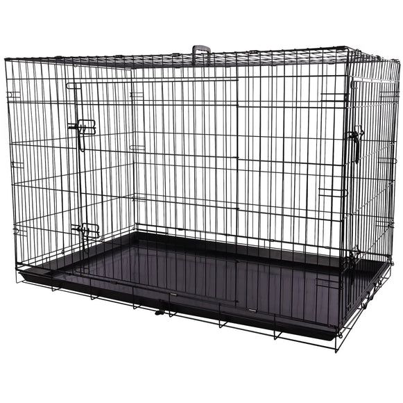 Flamingo Mezo Black Metal Dog Cage XXL – Sturdy Spacious Crate with Secure Double Doors
