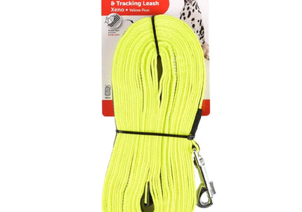 Flamingo Xeno Training Tracking Leash – Neon Yellow, 10m, Rubber Lined, High-Visibility Design