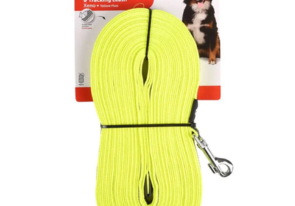 Flamingo Xeno Training Tracking Leash – Neon Yellow, 10m, Rubber Lined, High-Visibility Design