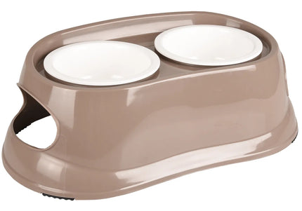Flamingo Mangi Double Bowl – Small Raised Dual Feeding Station, Easy-Clean Design