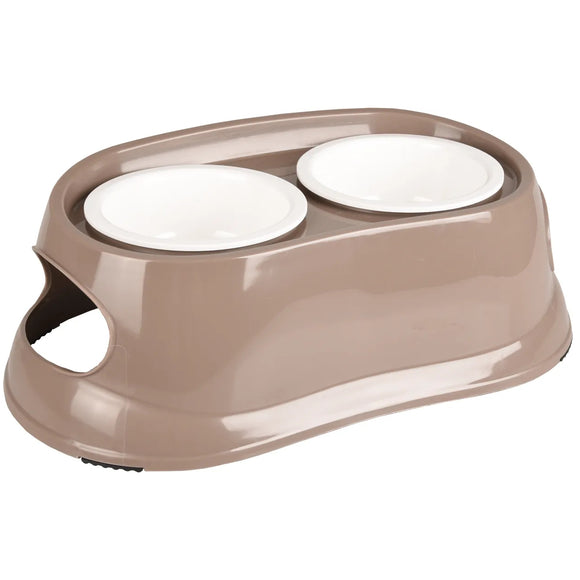 Flamingo Mangi Double Bowl – Small Raised Dual Feeding Station, Easy-Clean Design