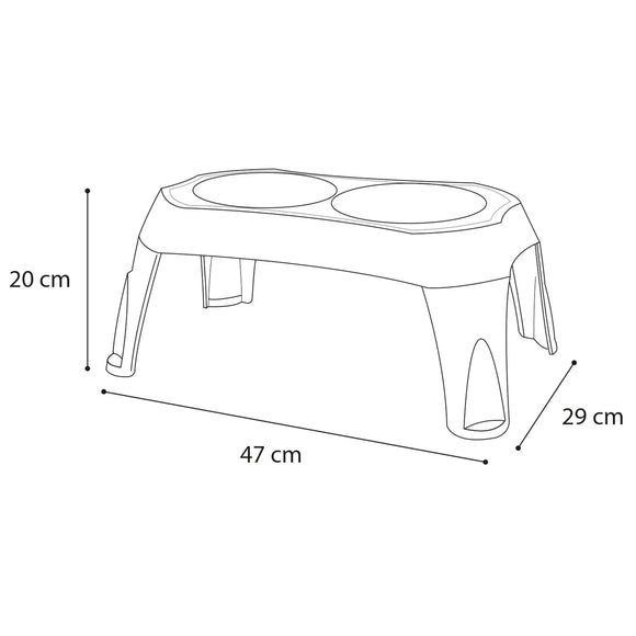 Flamingo Mangi Double Bowl Stand – Elevated Stainless Steel Bowls, 2x675ml, Stable Design