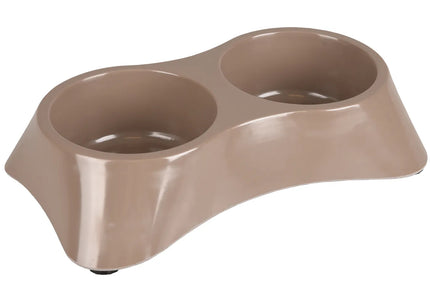 Flamingo Combo Mangi Taupe Double Bowl – Non-Slip Dual 480ml Feeding Station, Easy-Clean Design