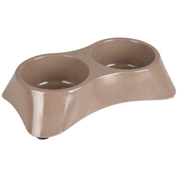 Flamingo Combo Mangi Taupe Double Bowl – Non-Slip Dual 480ml Feeding Station, Easy-Clean Design