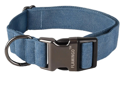 Flamingo Oxana Blue Dog Collar – Adjustable Nylon XXL with Two-Point Buckle, Solid Design