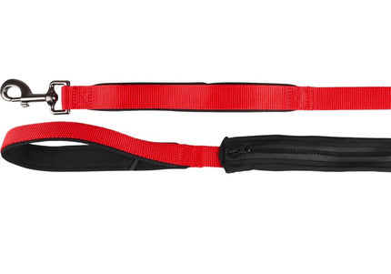 Flamingo Kayga Red Nylon Leash – Dual Handle Design with Elastic Pouch, 153cm x 25mm