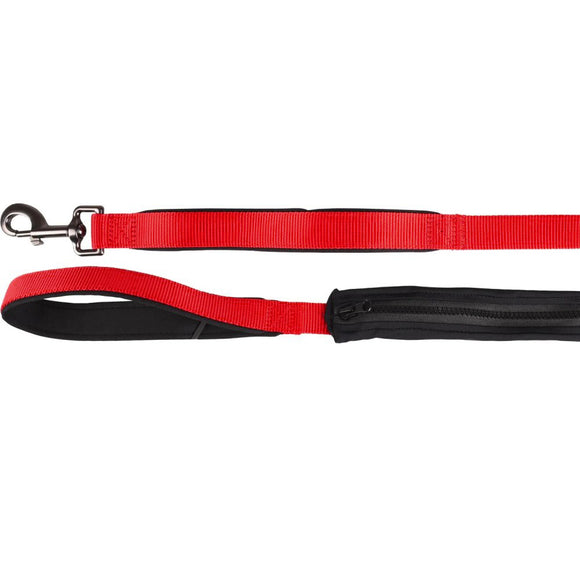 Flamingo Kayga Red Nylon Leash – Dual Handle Design with Elastic Pouch, 153cm x 25mm