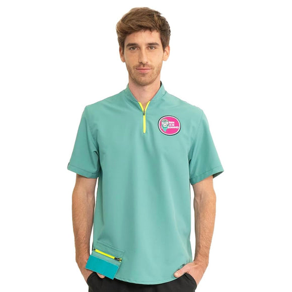 Artero Helsinki Green Grooming Jacket – Men's XS with Scissor Pocket and Unique Appliqué Design