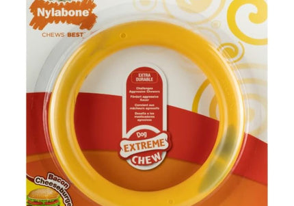 Nylabone Extreme Ring Chew L – Durable Cheese and Bacon Flavored Chew Toy, Large Size