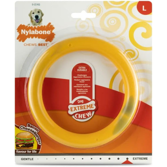 Nylabone Extreme Ring Chew L – Durable Cheese and Bacon Flavored Chew Toy, Large Size