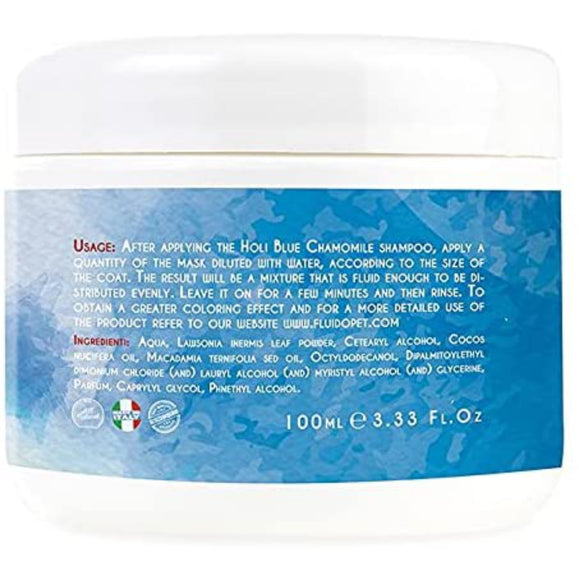 FluidoPet Holi Line Mask Blue Chamomile – Revitalizing Conditioning Mask, Brightens White and Light Fur, 250ml