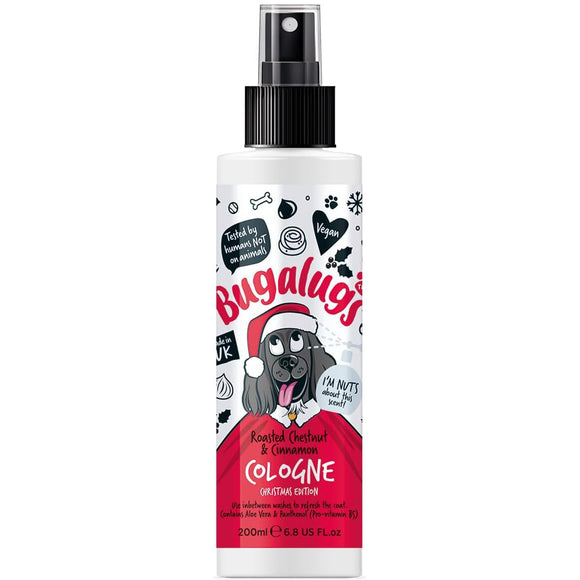 Bugalugs Roasted Chestnut & Cinnamon Cologne Christmas Edition 200ml – Perfumed Spray with Festive Scent, Long-Lasting Formula