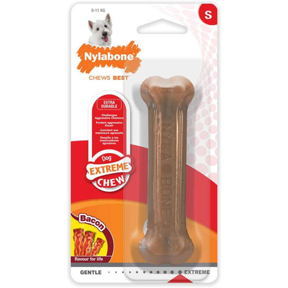 Nylabone Extreme Chew Bacon Bone – Durable Large Chew Toy with Realistic Bacon Flavor
