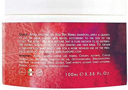 FluidoPet Holi Line Red Henna Mask – Revitalizing Color Care for Red-Toned Dog Coats, 250ml