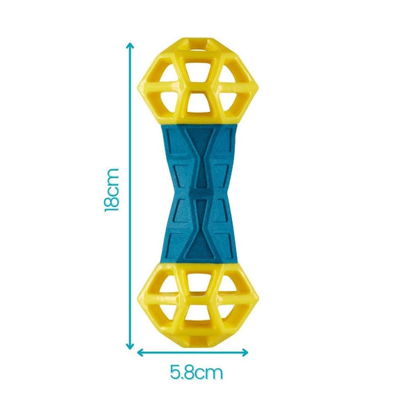 Nuzzle Puzzle Dumbbell Treat Toy – 18cm Bouncing Floating Squeaker Interactive Design