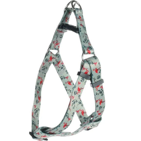 Flamingo Step&Go Samar Light Green Harness – Nylon Step-In Design with Leaf Pattern, Small Size