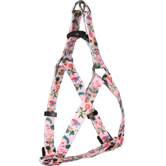 Flamingo Step&Go Sera Pink Step-In Harness – Nylon, Flamingo and Floral Print, Small Size