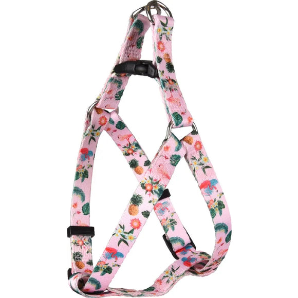 Flamingo Step&Go Sera Pink Step-In Harness – Nylon, Flamingo and Floral Print, Small Size