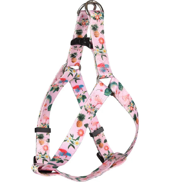 Flamingo Step&Go Sera Pink Step-In Harness – Nylon, Flamingo and Floral Print, Small Size