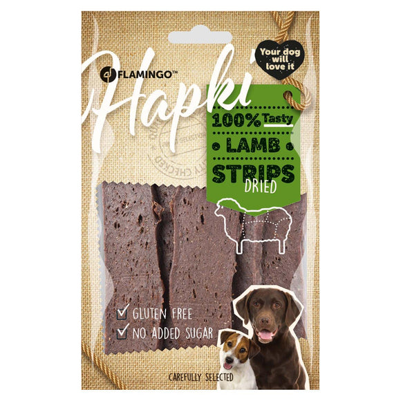 Flamingo Hapki Lamb Stripes – Dried Lamb Strips, 85g, Natural Protein-Rich Dog Treats