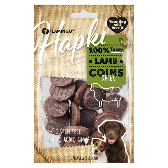 Flamingo Hapki Lamb Coins – Natural Lamb Slices, Protein-Rich Dog Treats, 85g Pack