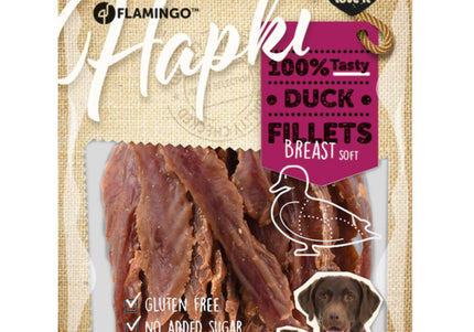 Flamingo Hapki Soft Duck Fillets – Tender Dried Dog Treats, 170g Resealable Pack