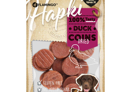 Flamingo Hapki Duck Coins – Natural Duck Slices, 85g, Tasty Protein-Rich Dog Treats