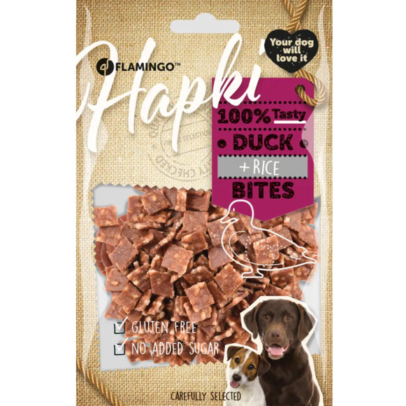 Flamingo Hapki Duck Rice Bites 85g – Tasty Soft Training Treats with Real Duck and Rice