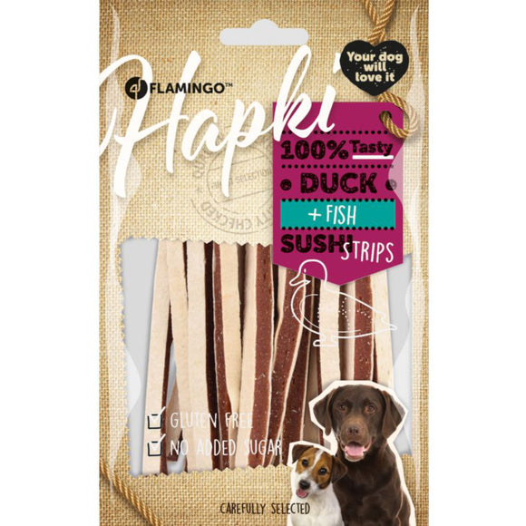 Flamingo Hapki Duck Fish Sushi Strips – Soft Duck and Pollock Treats, 85g Pack