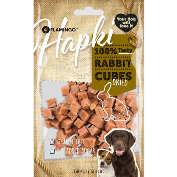 Flamingo Hapki Rabbit Cubes – Cube-Shaped Dried Rabbit Treats, 85g, High Protein Snack