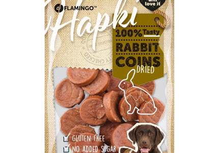 Flamingo Hapki Rabbit Coins – Natural Rabbit Slices, Protein-Rich Dog Treats, 85g