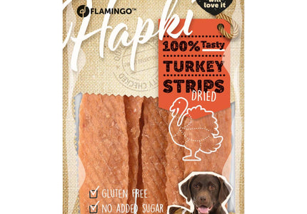 Flamingo Hapki Turkey Stripes – Dried Turkey Dog Treats, 85g, High Protein Snack